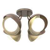 Hubbardton Forge 2022 Bronze Modern Brass Opal Glass (GG) Brooklyn 4-Light Double Shade Semi-Flush