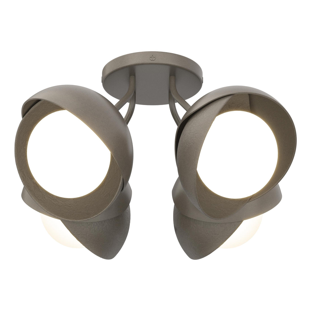 Hubbardton Forge 2022 Dark Smoke Dark Smoke Opal Glass (GG) Brooklyn 4-Light Double Shade Semi-Flush