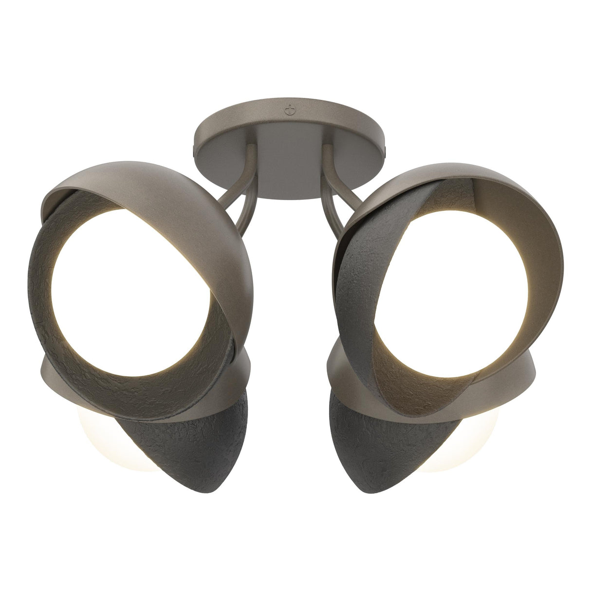 Hubbardton Forge 2022 Dark Smoke Black Opal Glass (GG) Brooklyn 4-Light Double Shade Semi-Flush