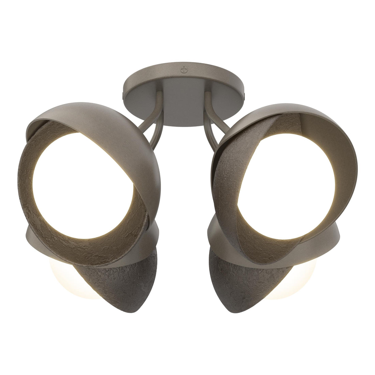 Hubbardton Forge 2022 Dark Smoke Oil Rubbed Bronze Opal Glass (GG) Brooklyn 4-Light Double Shade Semi-Flush