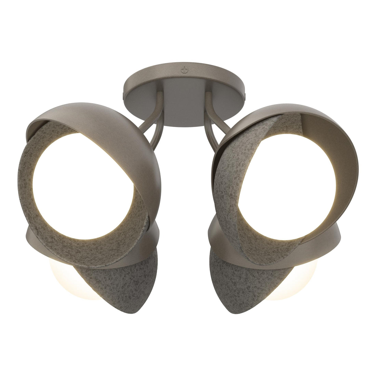 Hubbardton Forge 2022 Dark Smoke Natural Iron Opal Glass (GG) Brooklyn 4-Light Double Shade Semi-Flush