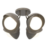 Hubbardton Forge 2022 Dark Smoke Natural Iron Opal Glass (GG) Brooklyn 4-Light Double Shade Semi-Flush