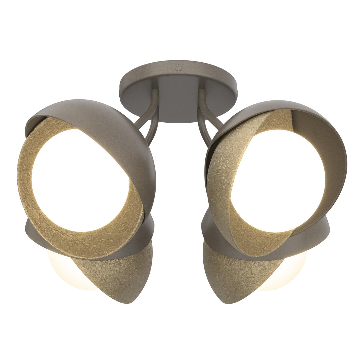 Hubbardton Forge 2022 Dark Smoke Soft Gold Opal Glass (GG) Brooklyn 4-Light Double Shade Semi-Flush