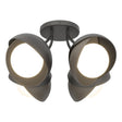 Hubbardton Forge 2022 Black Dark Smoke Opal Glass (GG) Brooklyn 4-Light Double Shade Semi-Flush