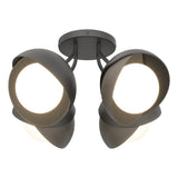 Hubbardton Forge 2022 Black Dark Smoke Opal Glass (GG) Brooklyn 4-Light Double Shade Semi-Flush
