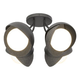 Hubbardton Forge 2022 Black Natural Iron Opal Glass (GG) Brooklyn 4-Light Double Shade Semi-Flush