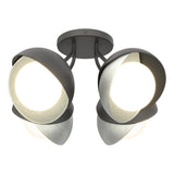 Hubbardton Forge 2022 Black Vintage Platinum Opal Glass (GG) Brooklyn 4-Light Double Shade Semi-Flush