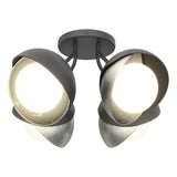 Hubbardton Forge 2022 Black Sterling Opal Glass (GG) Brooklyn 4-Light Double Shade Semi-Flush