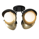 Hubbardton Forge 2022 Black Modern Brass Opal Glass (GG) Brooklyn 4-Light Double Shade Semi-Flush