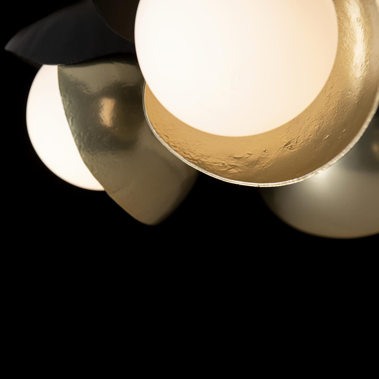 Hubbardton Forge 2022 Black Modern Brass Opal Glass (GG) Brooklyn 4-Light Double Shade Semi-Flush