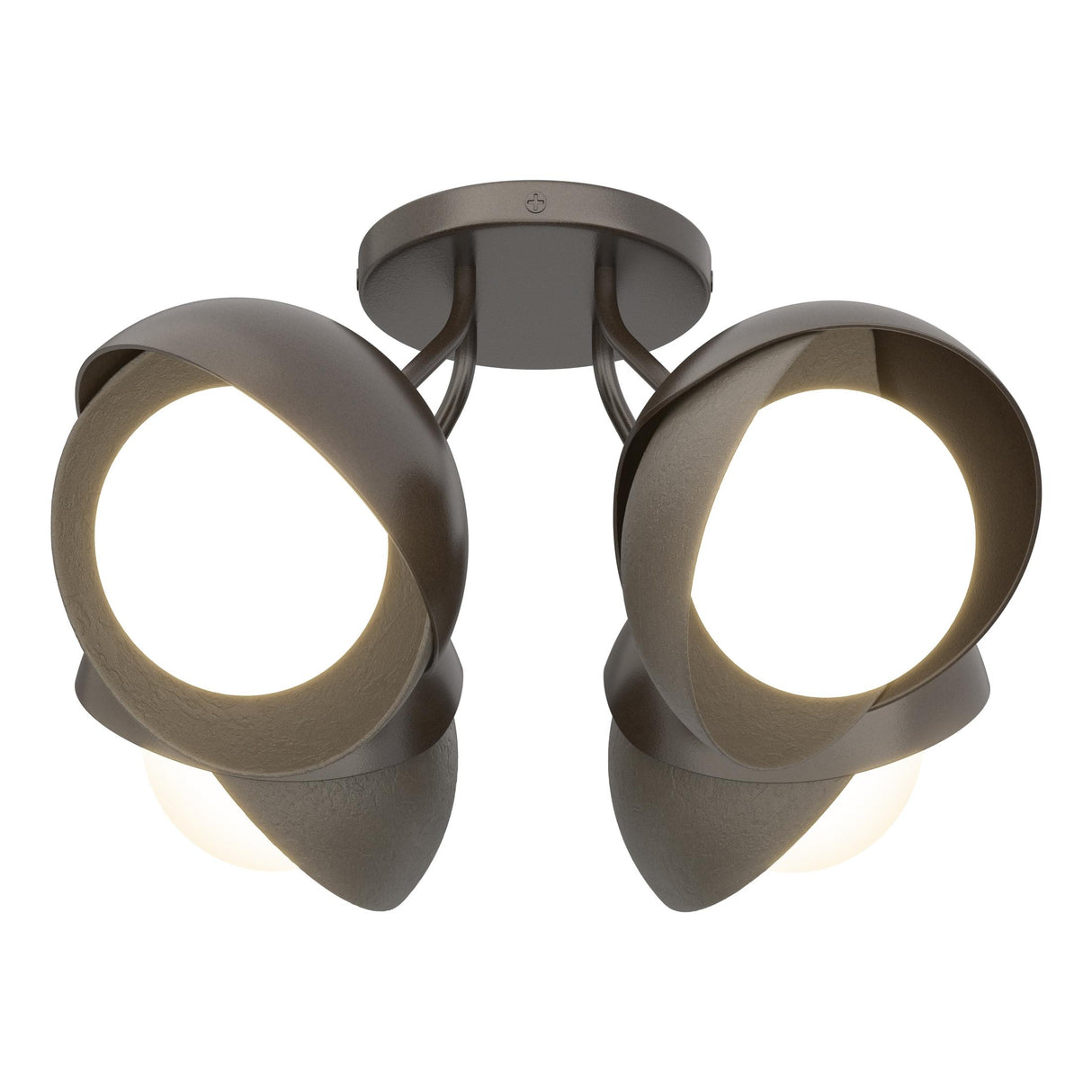 Hubbardton Forge 2022 Oil Rubbed Bronze Dark Smoke Opal Glass (GG) Brooklyn 4-Light Double Shade Semi-Flush