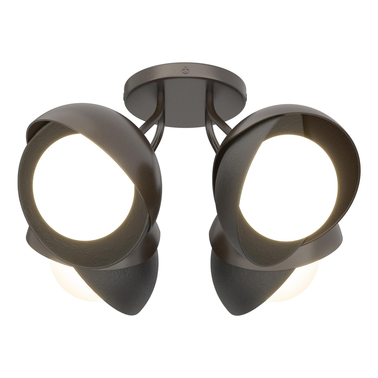 Hubbardton Forge 2022 Oil Rubbed Bronze Black Opal Glass (GG) Brooklyn 4-Light Double Shade Semi-Flush