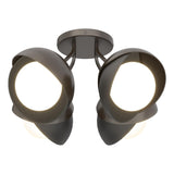 Hubbardton Forge 2022 Oil Rubbed Bronze Black Opal Glass (GG) Brooklyn 4-Light Double Shade Semi-Flush