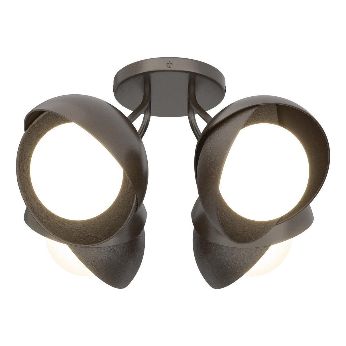 Hubbardton Forge 2022 Oil Rubbed Bronze Oil Rubbed Bronze Opal Glass (GG) Brooklyn 4-Light Double Shade Semi-Flush