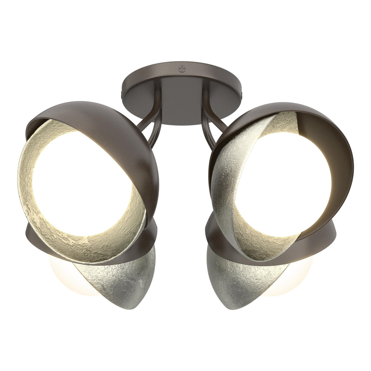 Hubbardton Forge 2022 Oil Rubbed Bronze Sterling Opal Glass (GG) Brooklyn 4-Light Double Shade Semi-Flush