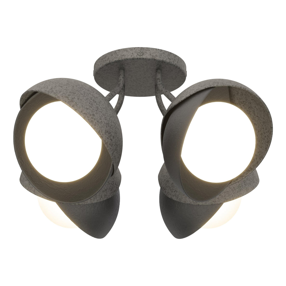 Hubbardton Forge 2022 Natural Iron Black Opal Glass (GG) Brooklyn 4-Light Double Shade Semi-Flush