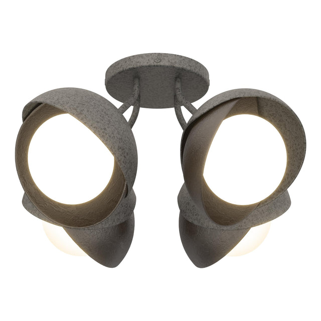 Hubbardton Forge 2022 Natural Iron Oil Rubbed Bronze Opal Glass (GG) Brooklyn 4-Light Double Shade Semi-Flush