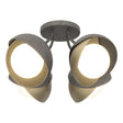 Hubbardton Forge 2022 Natural Iron Soft Gold Opal Glass (GG) Brooklyn 4-Light Double Shade Semi-Flush