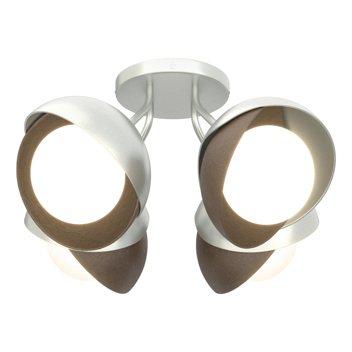 Hubbardton Forge 2022 Vintage Platinum Bronze Opal Glass (GG) Brooklyn 4-Light Double Shade Semi-Flush