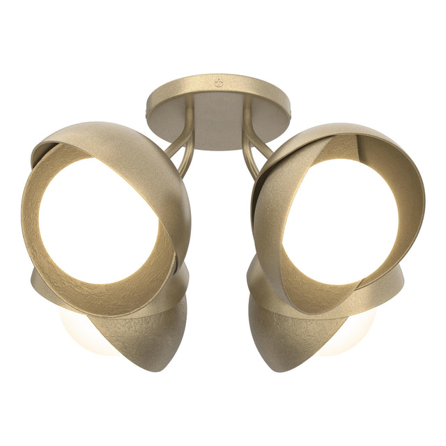 Hubbardton Forge 2022 Soft Gold Soft Gold Opal Glass (GG) Brooklyn 4-Light Double Shade Semi-Flush