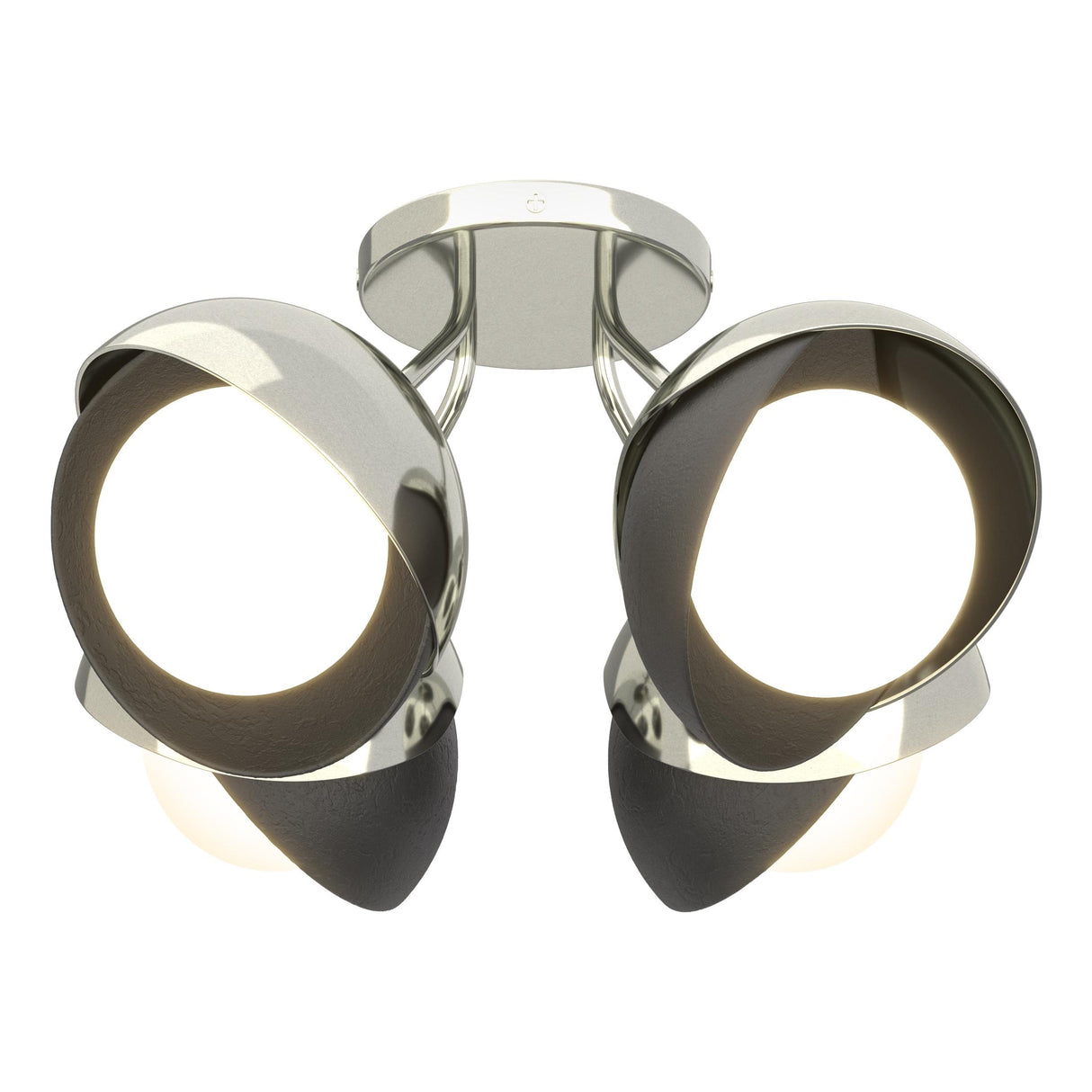 Hubbardton Forge 2022 Sterling Dark Smoke Opal Glass (GG) Brooklyn 4-Light Double Shade Semi-Flush