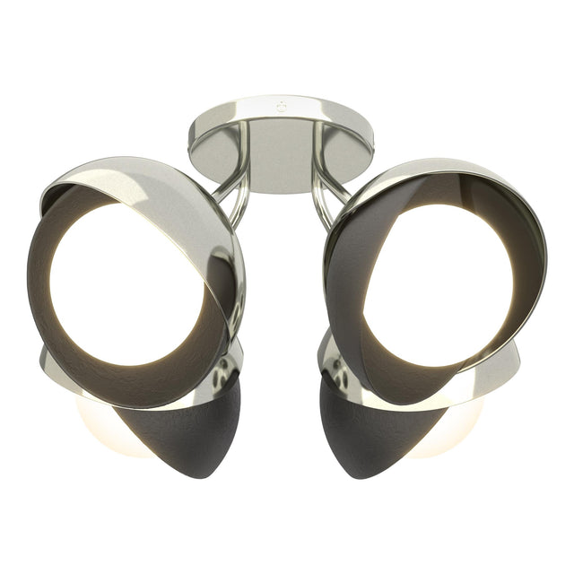 Hubbardton Forge 2022 Sterling Dark Smoke Opal Glass (GG) Brooklyn 4-Light Double Shade Semi-Flush