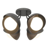 Hubbardton Forge 2022 Sterling Black Opal Glass (GG) Brooklyn 4-Light Double Shade Semi-Flush
