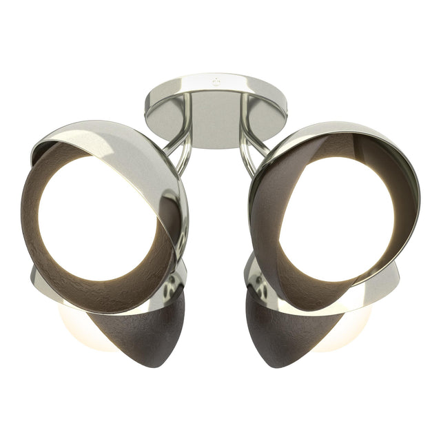 Hubbardton Forge 2022 Sterling Oil Rubbed Bronze Opal Glass (GG) Brooklyn 4-Light Double Shade Semi-Flush