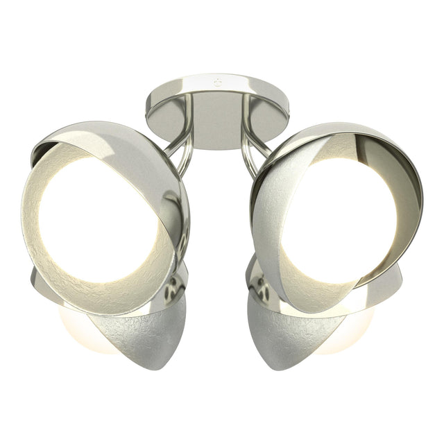 Hubbardton Forge 2022 Sterling Vintage Platinum Opal Glass (GG) Brooklyn 4-Light Double Shade Semi-Flush