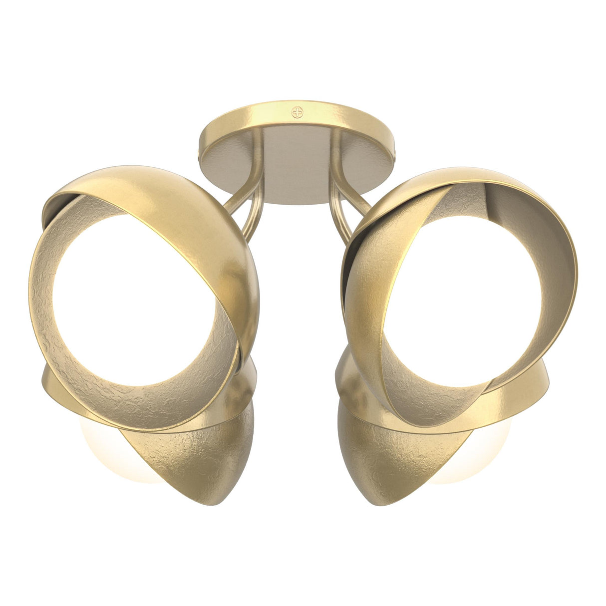 Hubbardton Forge 2022 Modern Brass Modern Brass Opal Glass (GG) Brooklyn 4-Light Double Shade Semi-Flush