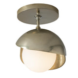 Hubbardton Forge 2022 Modern Brass Modern Brass Opal Glass (GG) Brooklyn 1-Light Double Shade Semi-Flush