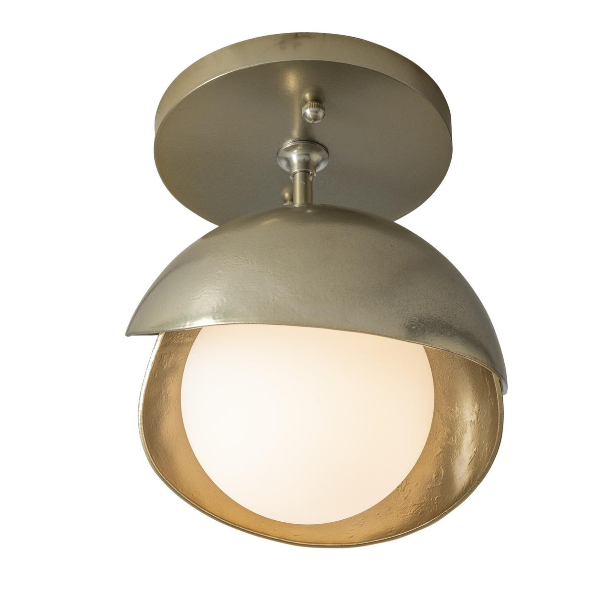 Hubbardton Forge 2022 Modern Brass Modern Brass Opal Glass (GG) Brooklyn 1-Light Double Shade Semi-Flush