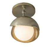 Hubbardton Forge 2022 Modern Brass Modern Brass Opal Glass (GG) Brooklyn 1-Light Double Shade Semi-Flush
