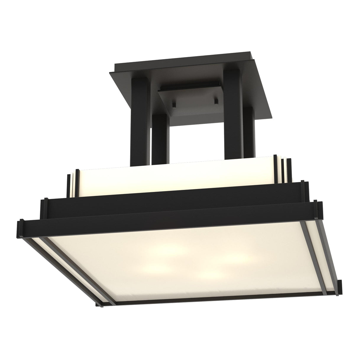 Hubbardton Forge 2004 Black White Art Glass (BB) Steppe Large Semi-Flush