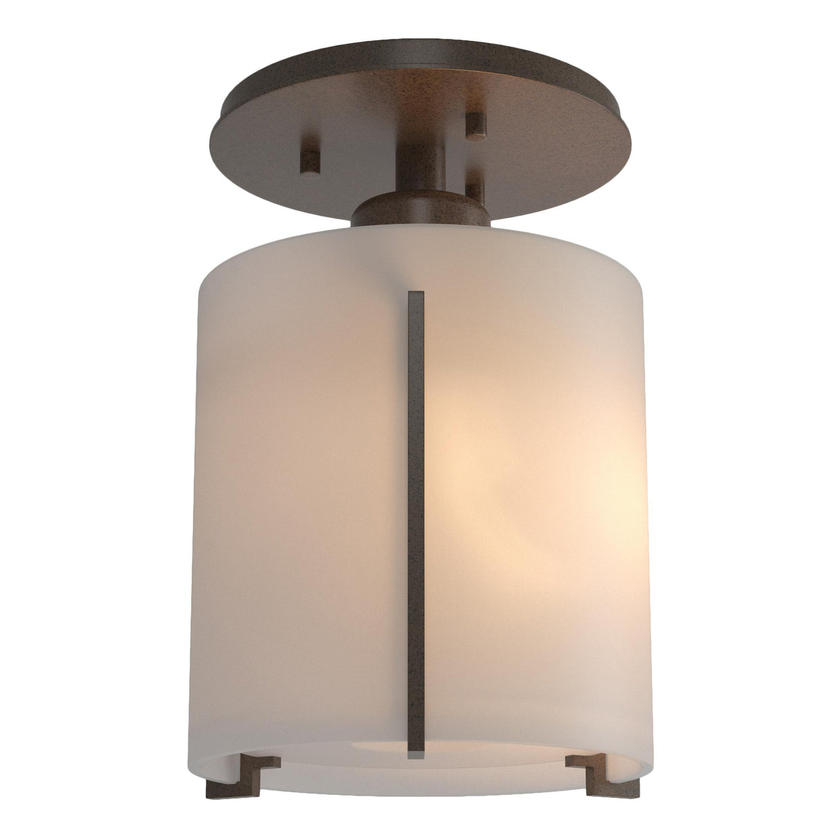 Hubbardton Forge 2007 Bronze Opal Glass (GG) Exos Round Semi-Flush