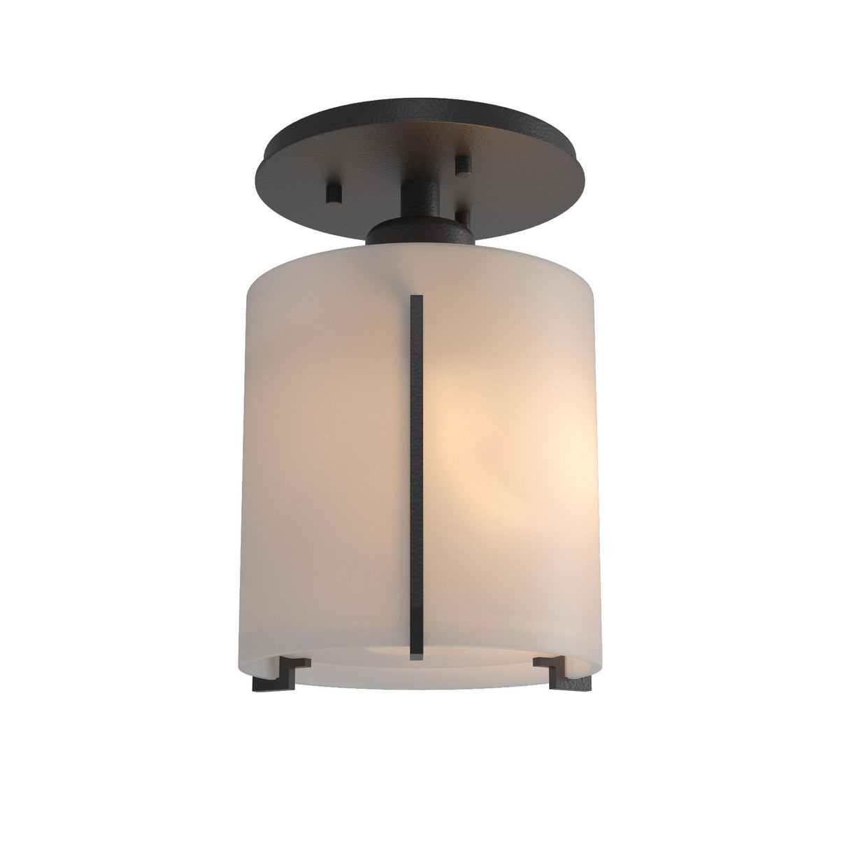 Hubbardton Forge 2007 Black Opal Glass (GG) Exos Round Semi-Flush