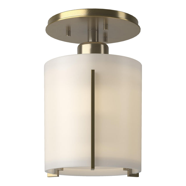 Hubbardton Forge 2007 Modern Brass Opal Glass (GG) Exos Round Semi-Flush