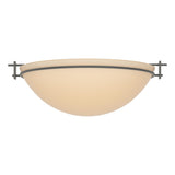 Hubbardton Forge 2002 Natural Iron Sand Glass (SS) Moonband Large Semi-Flush