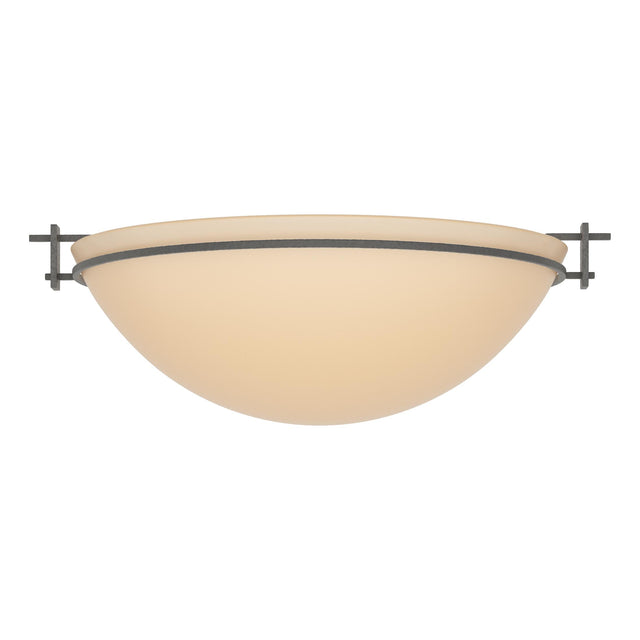 Hubbardton Forge 2002 Natural Iron Sand Glass (SS) Moonband Large Semi-Flush