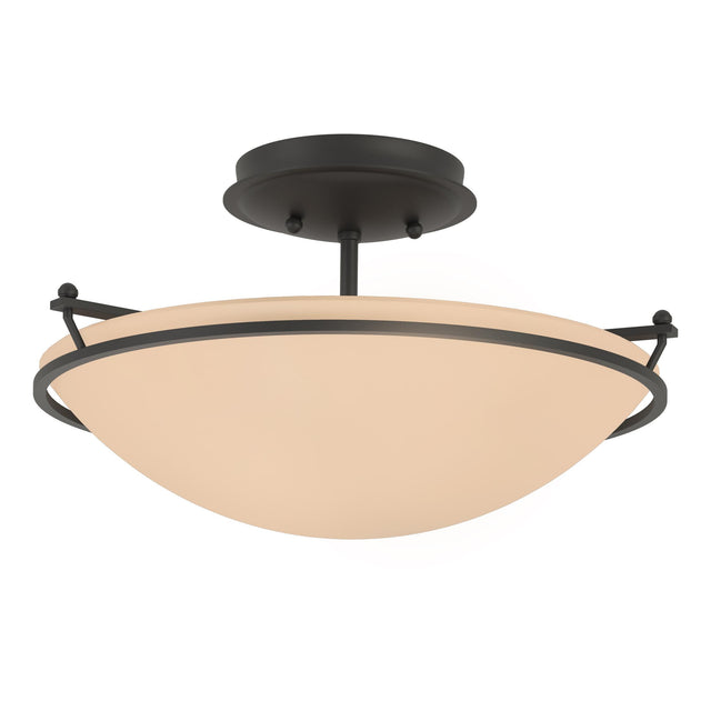 Hubbardton Forge 2000 Black Sand Glass (SS) Plain Small Semi-Flush