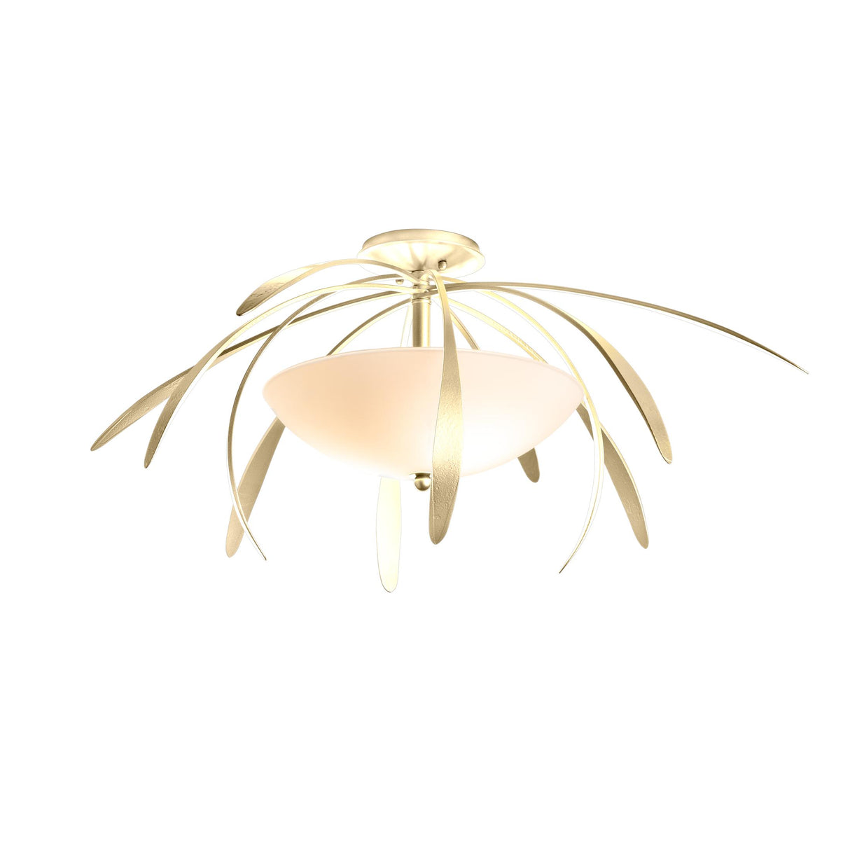 Hubbardton Forge 2021 Modern Brass Opal Glass (GG) Dahlia Medium Semi-Flush