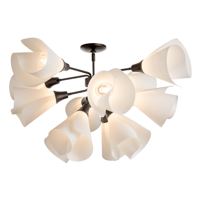 Hubbardton Forge 2021 Dark Smoke Spun Frost (SH) Mobius 12-Light Semi-Flush