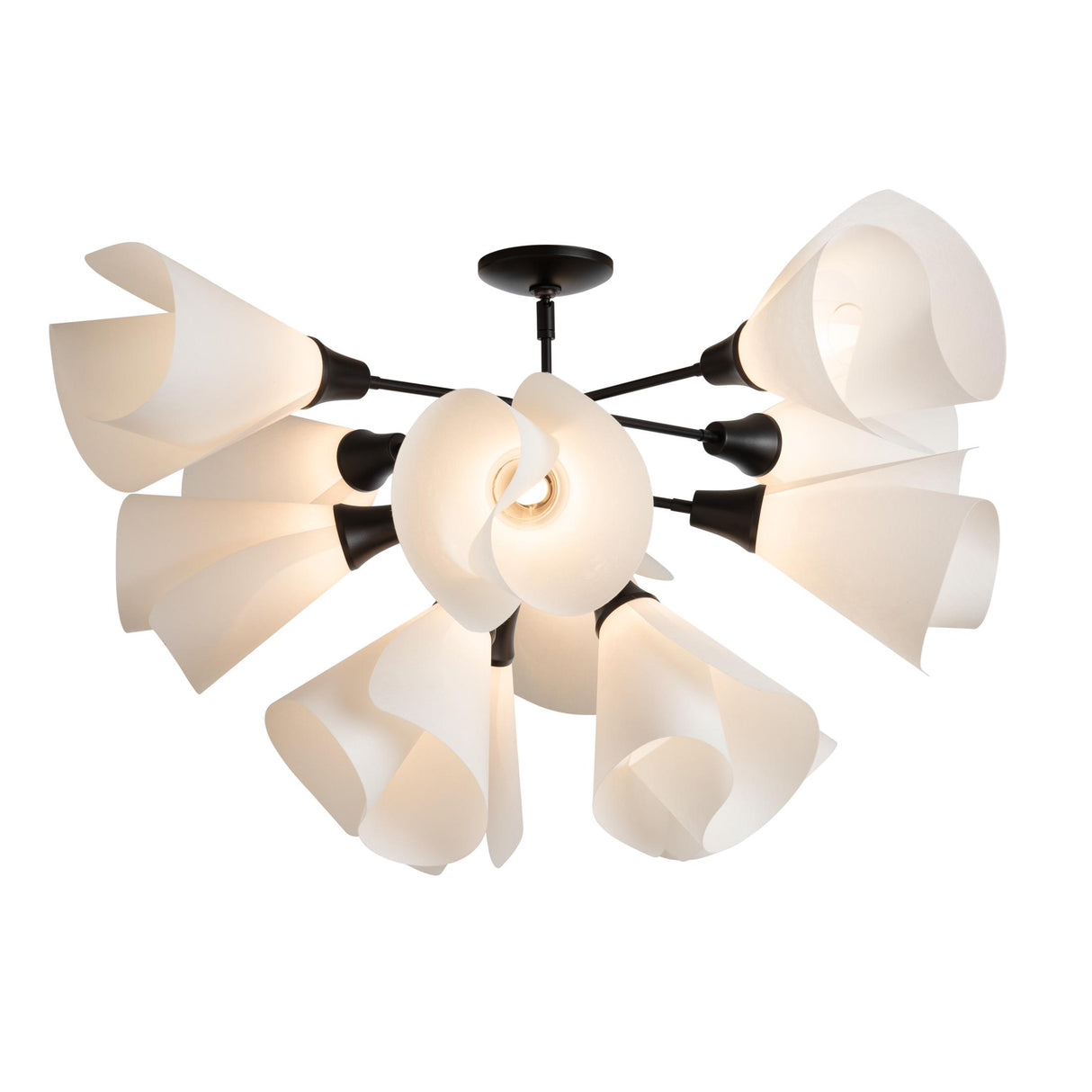 Hubbardton Forge 2021 Black Spun Frost (SH) Mobius 12-Light Semi-Flush