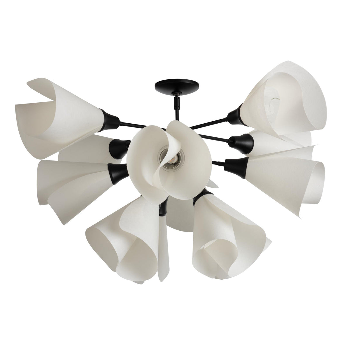Hubbardton Forge 2021 Black Spun Frost (SH) Mobius 12-Light Semi-Flush