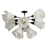 Hubbardton Forge 2021 Black Spun Frost (SH) Mobius 12-Light Semi-Flush