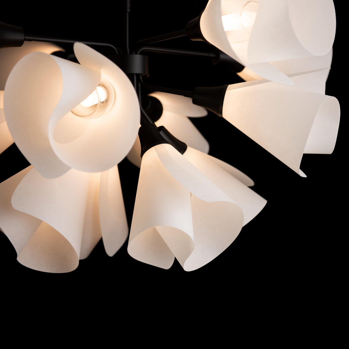 Hubbardton Forge 2021 Black Spun Frost (SH) Mobius 12-Light Semi-Flush