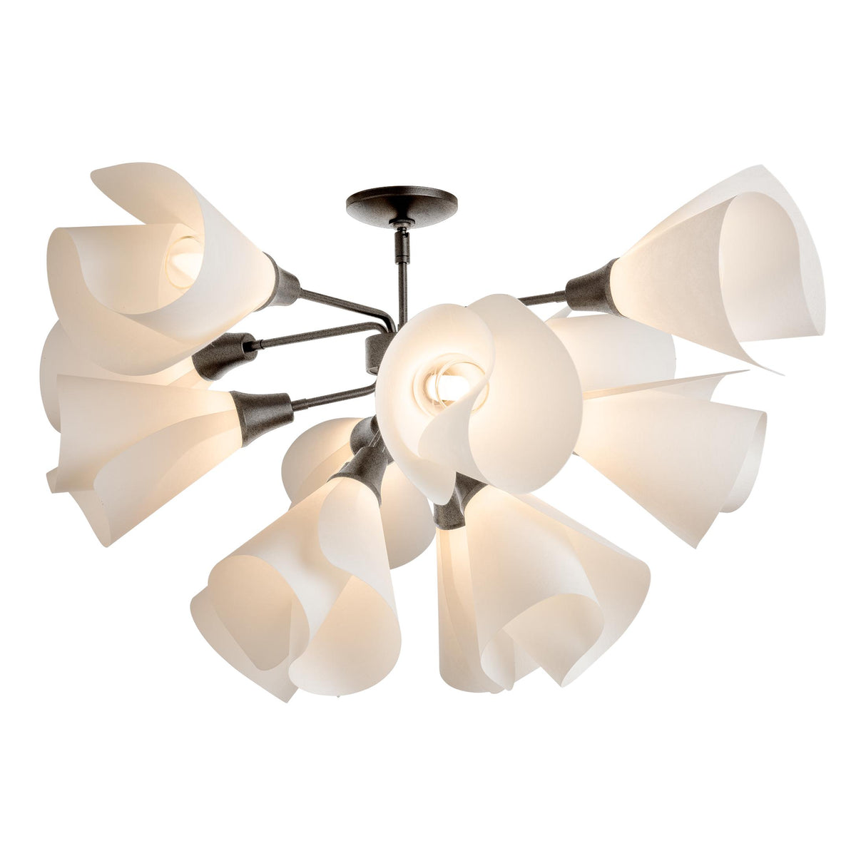 Hubbardton Forge 2021 Natural Iron Spun Frost (SH) Mobius 12-Light Semi-Flush