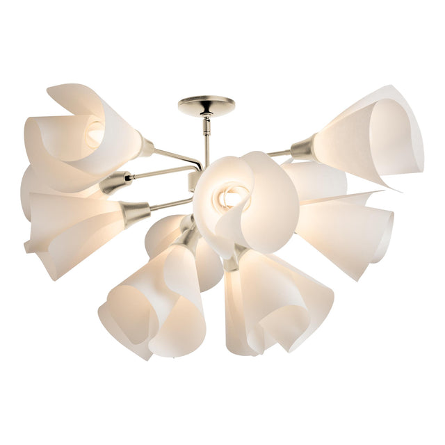 Hubbardton Forge 2021 Soft Gold Spun Frost (SH) Mobius 12-Light Semi-Flush