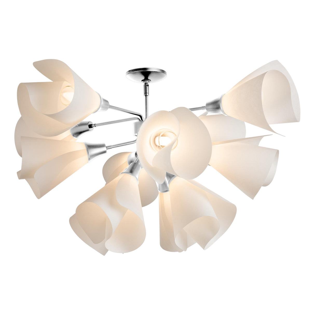 Hubbardton Forge 2021 Sterling Spun Frost (SH) Mobius 12-Light Semi-Flush