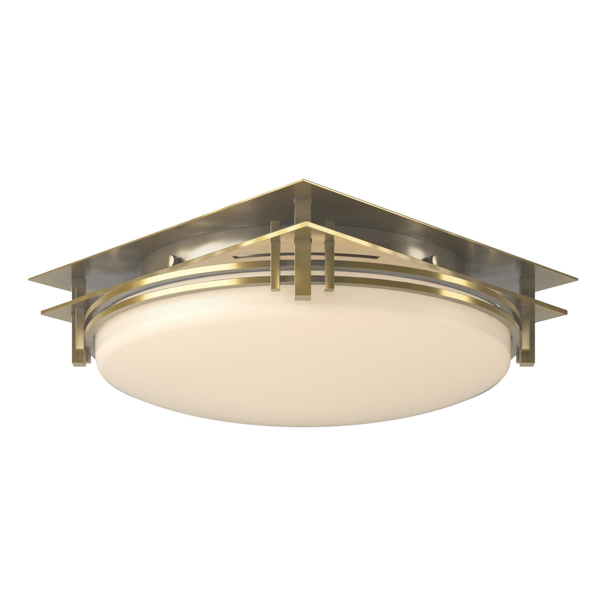 Hubbardton Forge 2005 Modern Brass Opal Glass (GG) Banded Semi-Flush